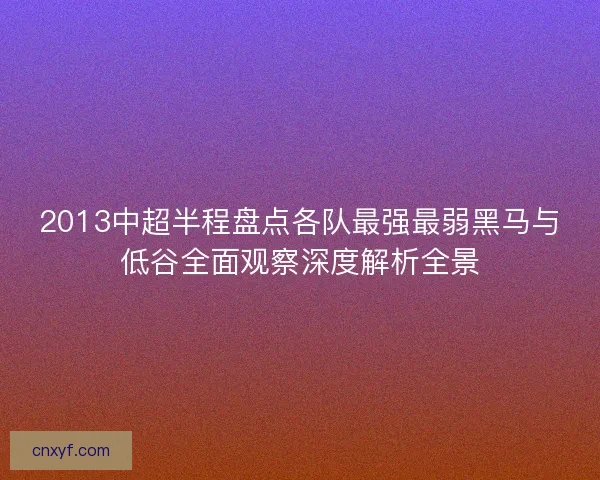 2013中超半程盘点各队最强最弱黑马与低谷全面观察深度解析全景 2013中超半程盘点各队最强最弱黑马与低谷全面观察深度解析全景