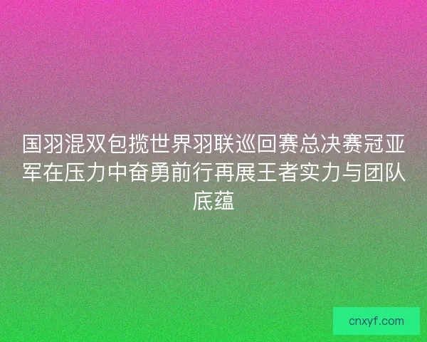 国羽混双包揽世界羽联巡回赛总决赛冠亚军在压力中奋勇前行再展王者实力与团队底蕴