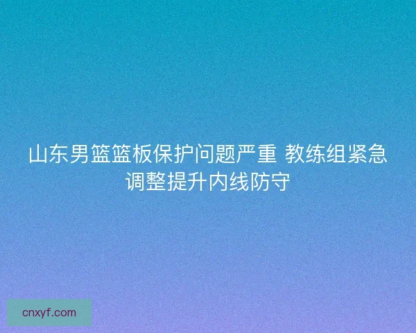 山东男篮篮板保护问题严重 教练组紧急调整提升内线防守