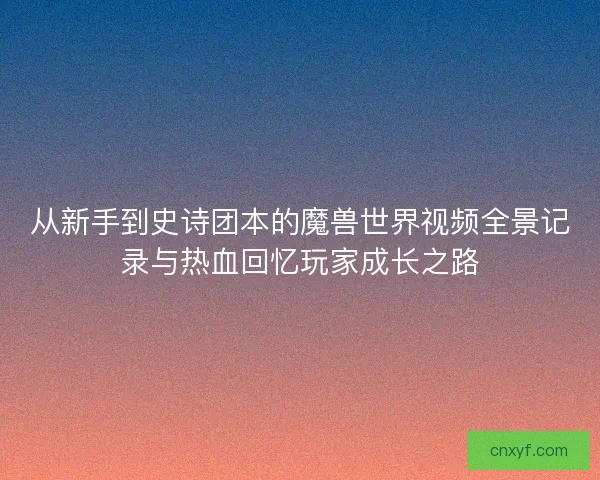 从新手到史诗团本的魔兽世界视频全景记录与热血回忆玩家成长之路